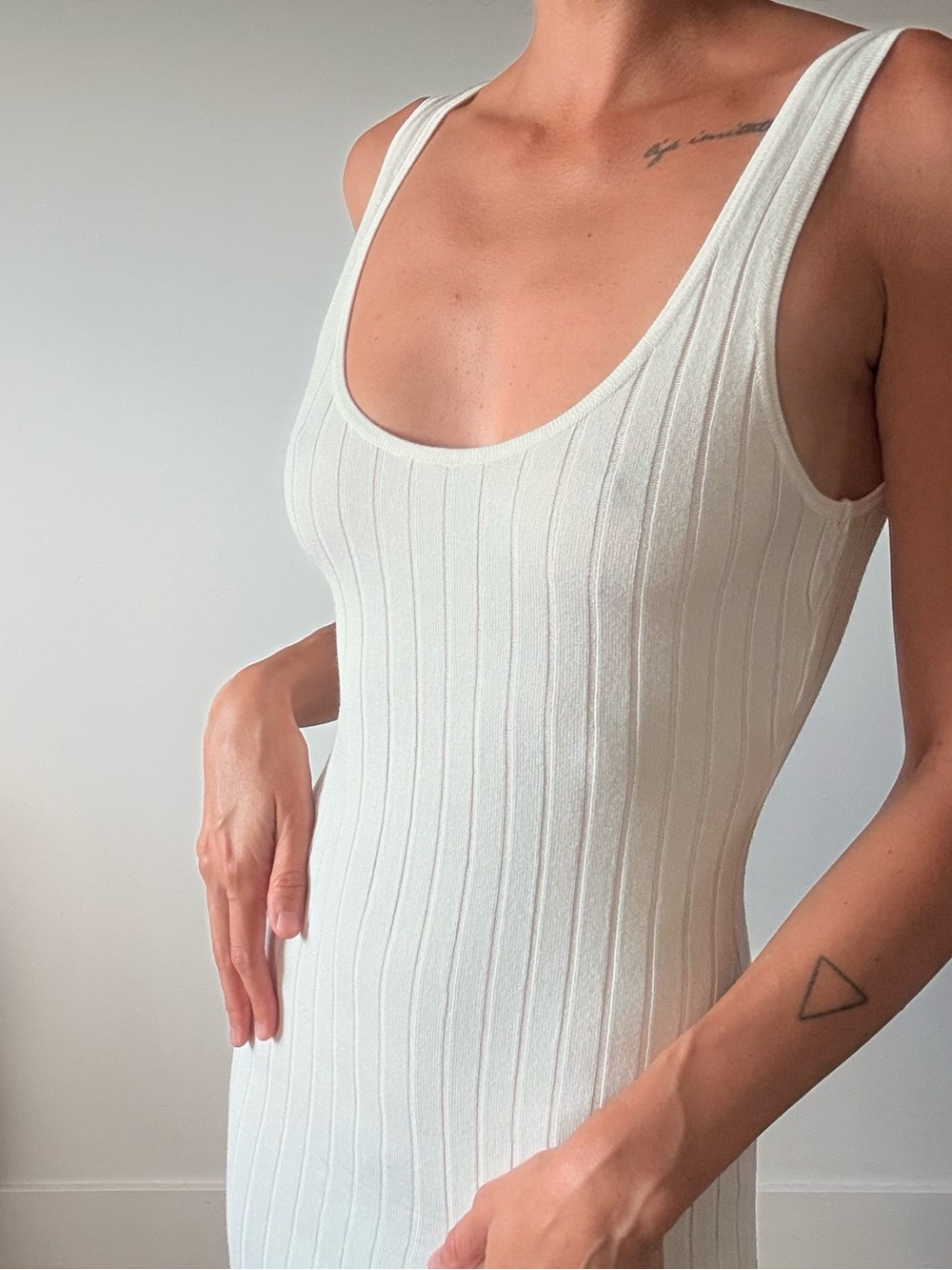 Forever 21 White Ribbed Scoop Neck Tank Dress